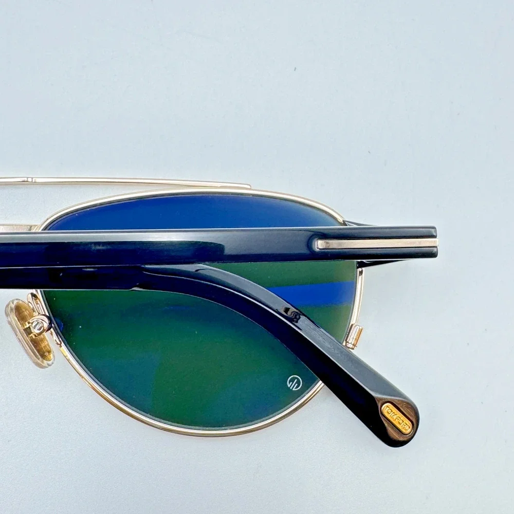 Tom Ford Sunglasses Anthony-02 TF1361 28N Gold Pilot Frame Green Glass Lens 55mm